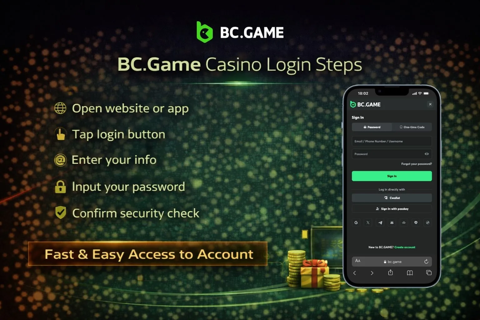 BC.Game Casino Login Steps